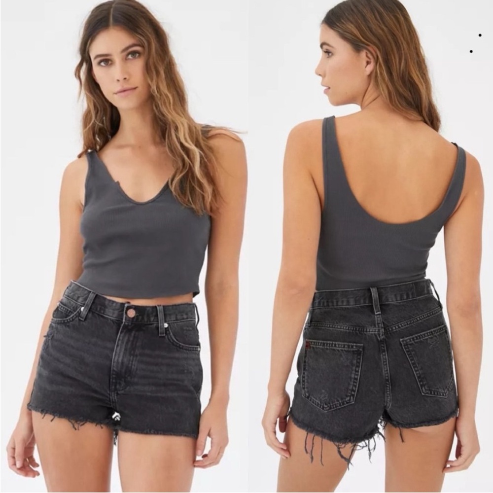 EUC Urban Outfitters BDG Girlfriend High Waisted Washed Black Denim Shor…